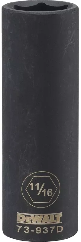 SAE Deep Impact Socket, 6-Point, Black Oxide, 1/2 In. Drive, 11/16-In